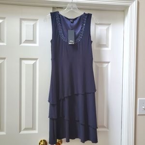 Navy Blue Ruffle & Sequin Cocktail Dress NEW